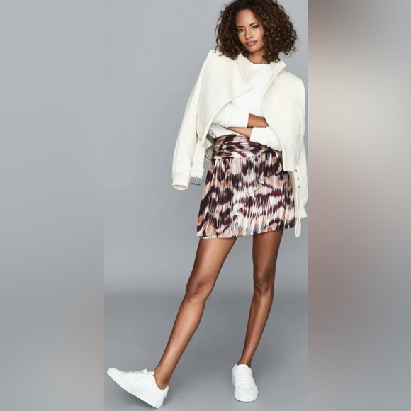 REISS Josephine ikat flippy berry mini skirt Chiffon Party Summer NWT Size 8 - Picture 3 of 8